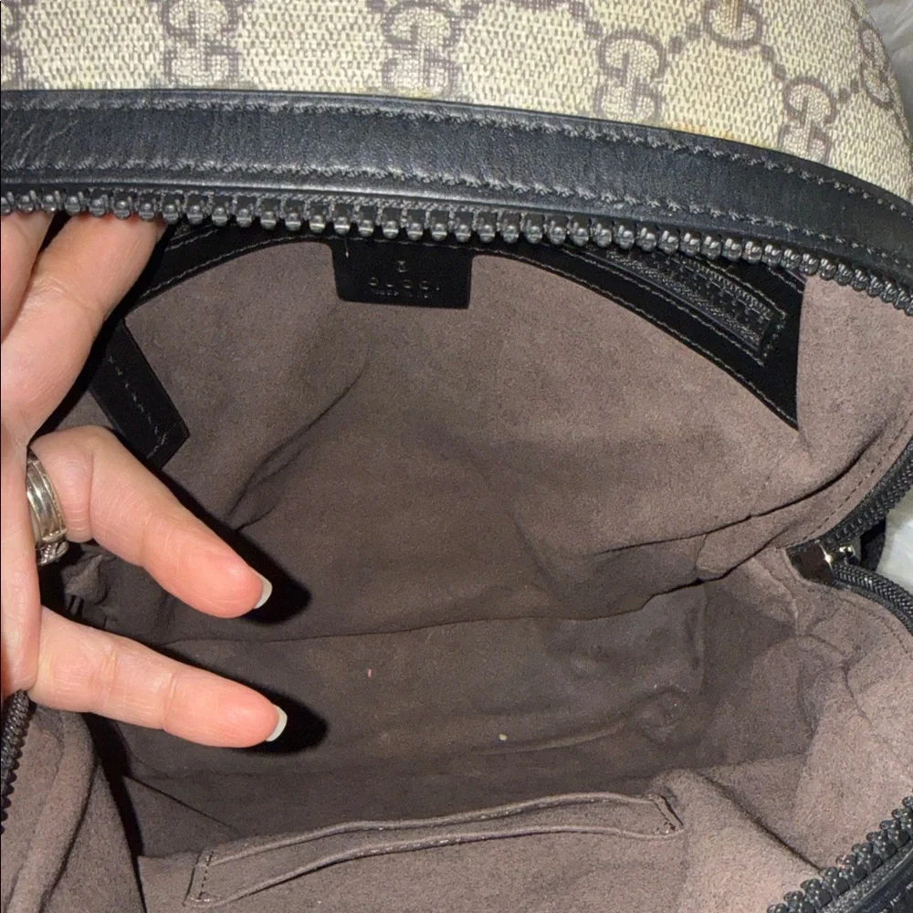 Gucci Black and Beige Monogram Backpack